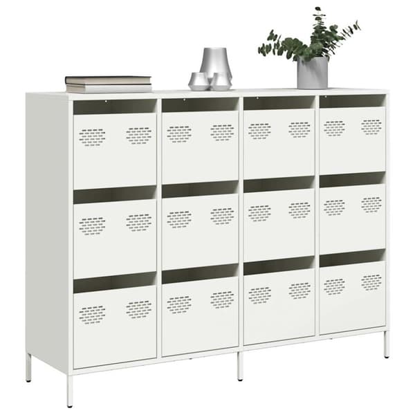 vidaXL skænk 135x39x103,5 cm koldvalset stål hvid