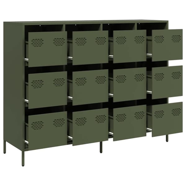 vidaXL Skjenk olivengrønn 135x39x103,5 cm kaldvalset stål