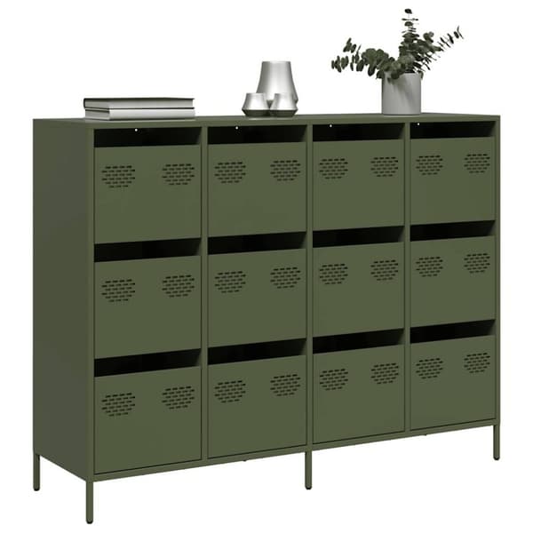 vidaXL Skjenk olivengrønn 135x39x103,5 cm kaldvalset stål
