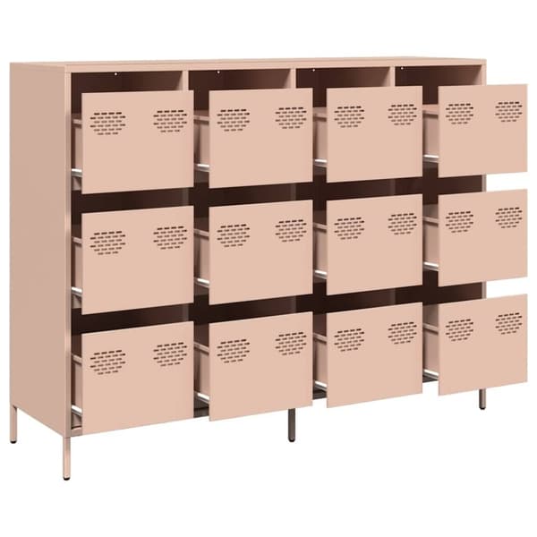 vidaXL skab 135x39x103,5 cm koldvalset stål lyserød