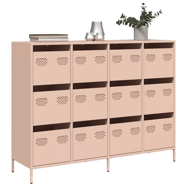 vidaXL skab 135x39x103,5 cm koldvalset stål lyserød
