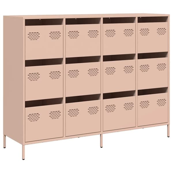 vidaXL skab 135x39x103,5 cm koldvalset stål lyserød