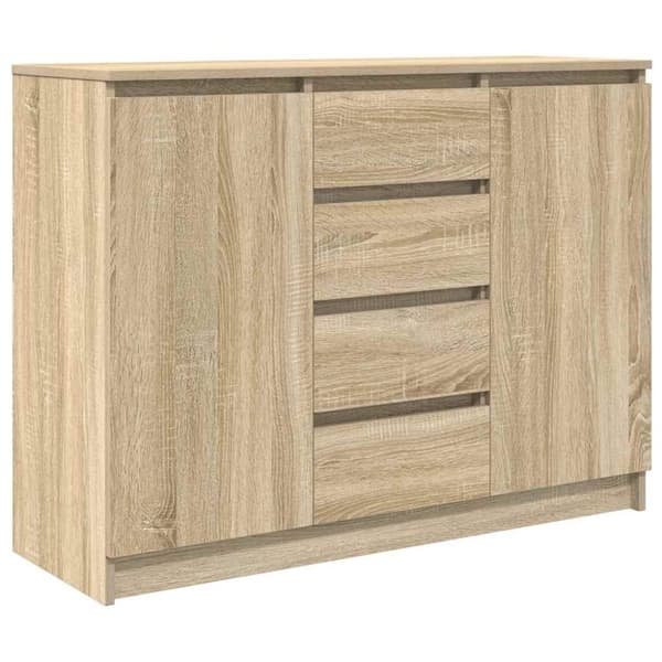 vidaXL skænk med skuffer 100,5x35x76 cm konstrueret træ sonoma-eg