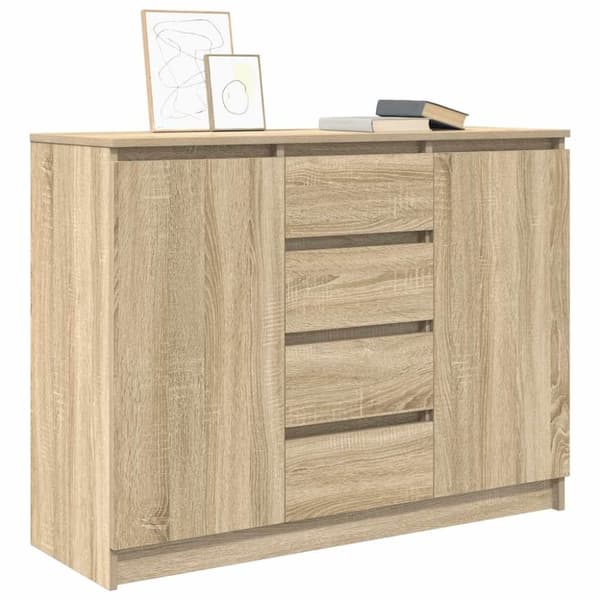 vidaXL skænk med skuffer 100,5x35x76 cm konstrueret træ sonoma-eg