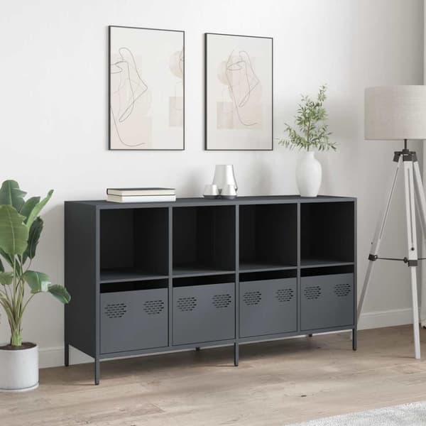 vidaXL Skjenk antrasitt 135x39x73,5 cm kaldvalset stål