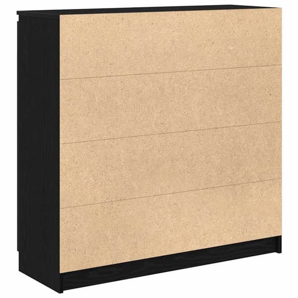 vidaXL skænk med skuffer 100,5x35x98,5 cm konstrueret træ sort egetræ