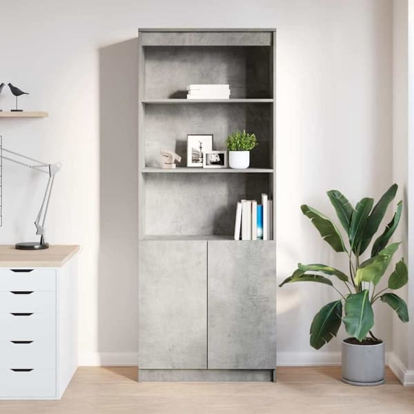 vidaXL Highboard betonggrå 70x35x180 cm konstruert tre