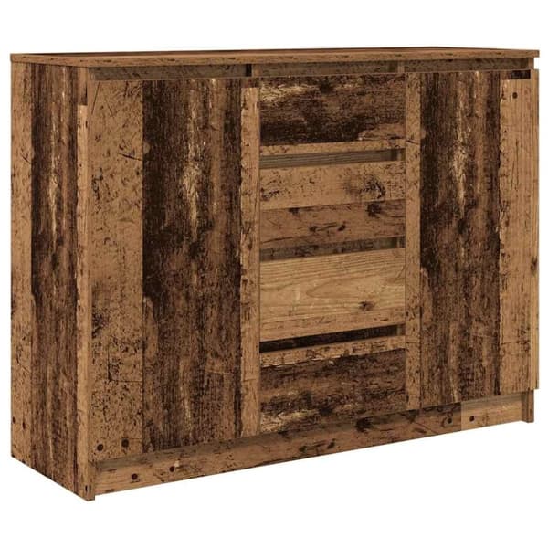 vidaXL skænk med skuffer 100,5x35x76 cm konstrueret træ antikt træ