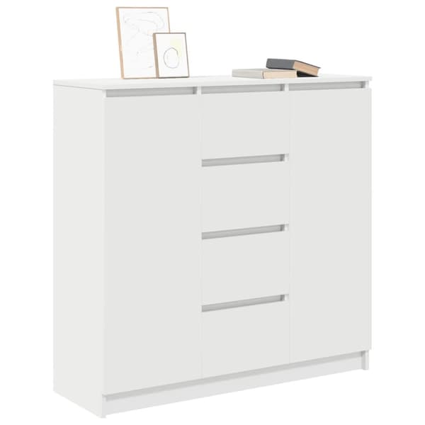 vidaXL Skjenk med skuffer hvit 100,5x35x76 cm konstruert tre