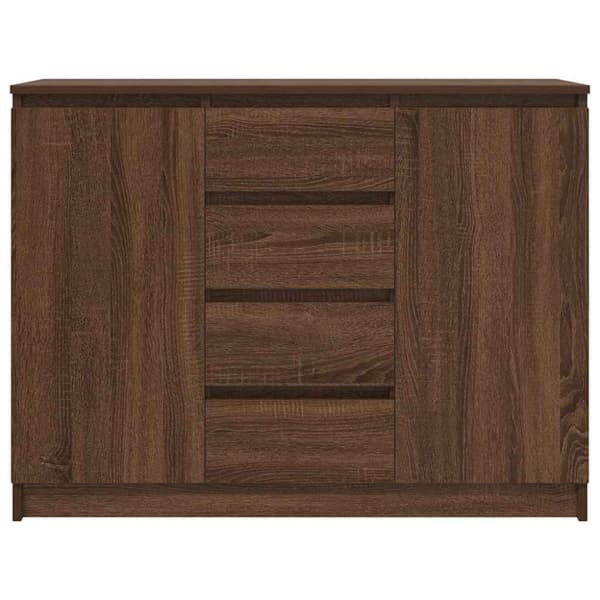 vidaXL skænk med skuffer 100,5x35x76 cm konstrueret træ brun egetræ