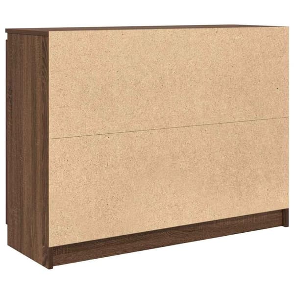 vidaXL skænk med skuffer 100,5x35x76 cm konstrueret træ brun egetræ