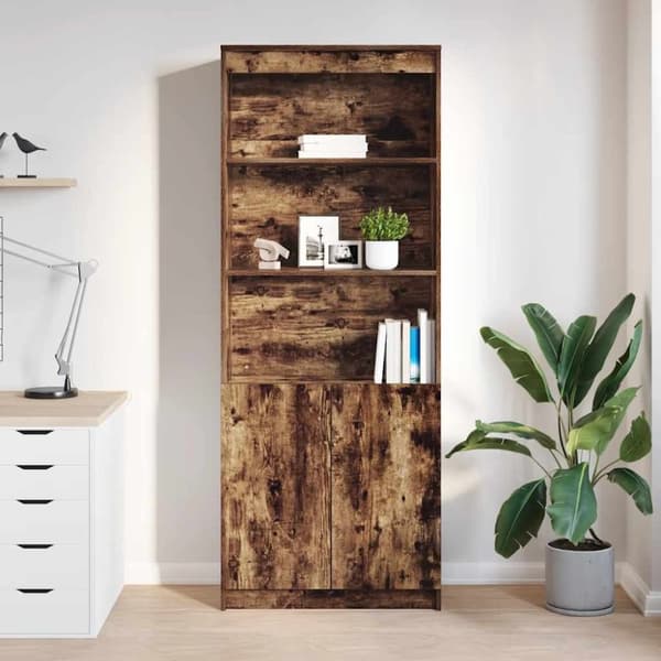 vidaXL højskab 70x35x180 cm konstrueret træ røget egetræsfarve