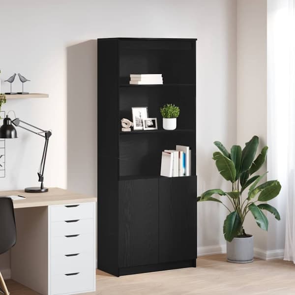 vidaXL højskab 70x35x180 cm konstrueret træ sort egetræsfarve