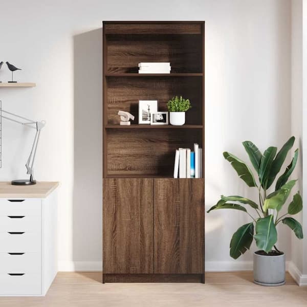 vidaXL højskab 70x35x180 cm konstrueret træ brun egetræsfarve