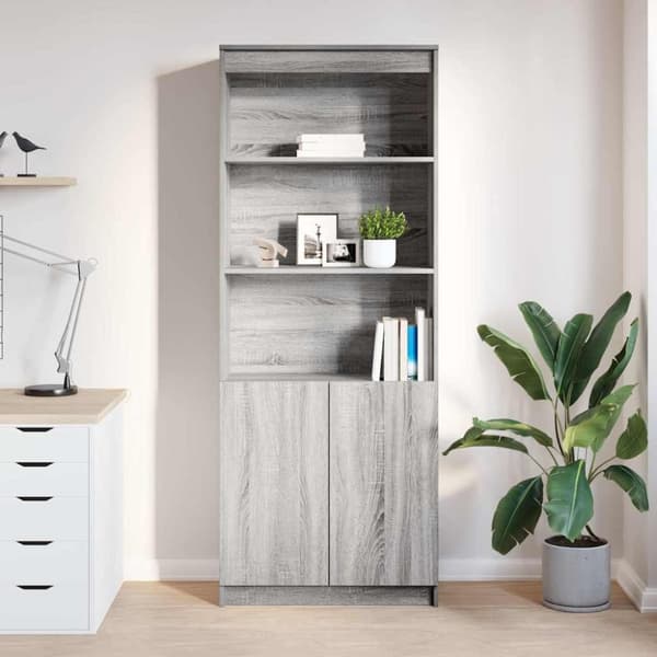 vidaXL højskab 70x35x180 cm konstrueret træ grå sonoma-eg
