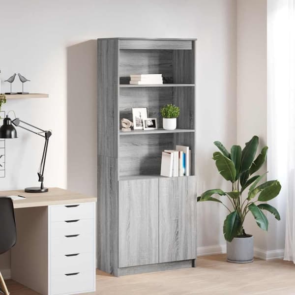 vidaXL højskab 70x35x180 cm konstrueret træ grå sonoma-eg