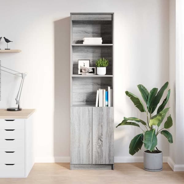 vidaXL Highboard grå sonoma 50x35x180 cm konstruerat trä