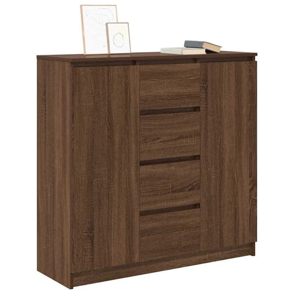 vidaXL Skjenk med skuffer brun eik 100,5x35x98,5 cm konstruert tre