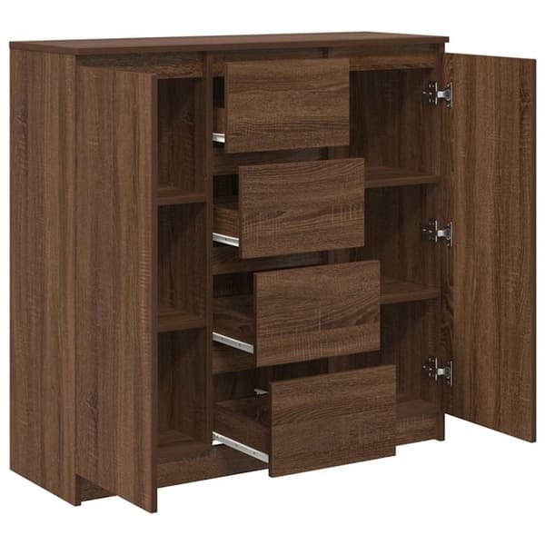 vidaXL Skjenk med skuffer brun eik 100,5x35x98,5 cm konstruert tre