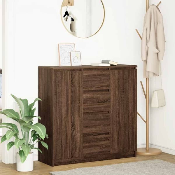 vidaXL Skjenk med skuffer brun eik 100,5x35x98,5 cm konstruert tre