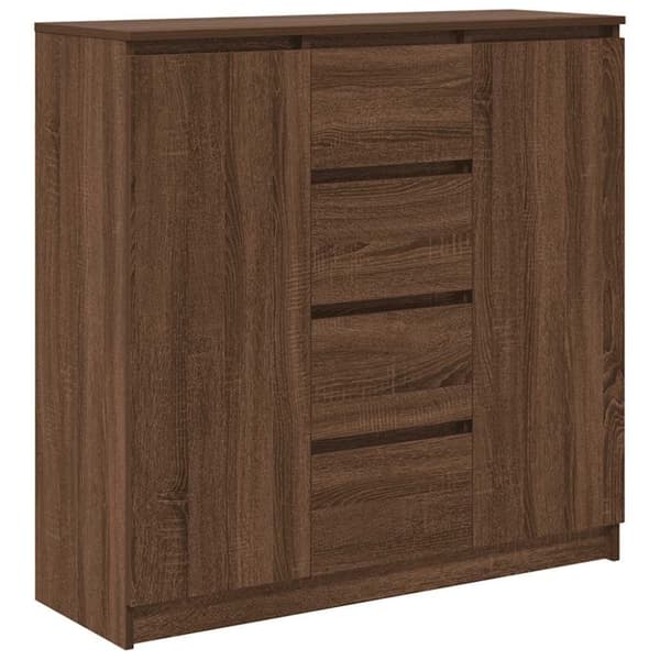 vidaXL Skjenk med skuffer brun eik 100,5x35x98,5 cm konstruert tre