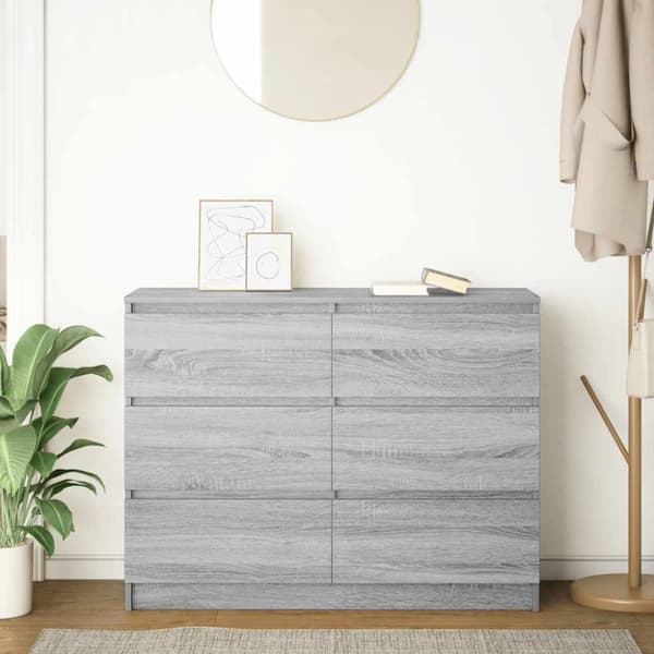vidaXL Byrå grå sonoma 100x35x76 cm konstruerat trä