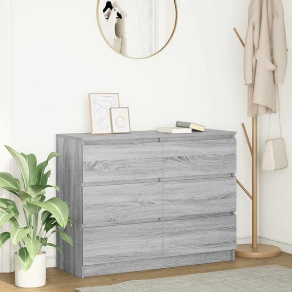 vidaXL Byrå grå sonoma 100x35x76 cm konstruerat trä