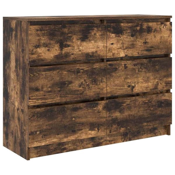 vidaXL skænk 100x35x76 cm konstrueret træ røget egetræsfarve