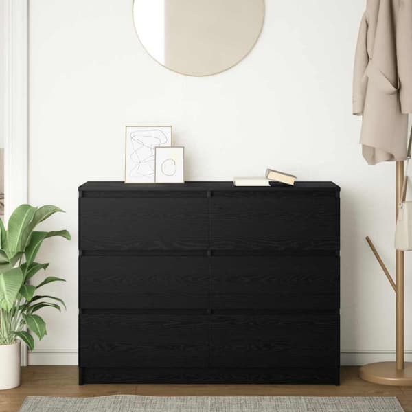 vidaXL skænk 100x35x76 cm konstrueret træ sort egetræsfarve