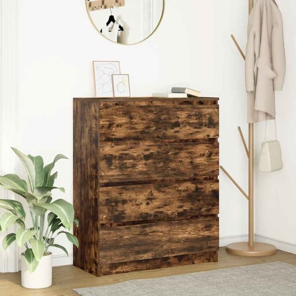 vidaXL Skjenk røkt eik 80x35x99 cm konstruert tre