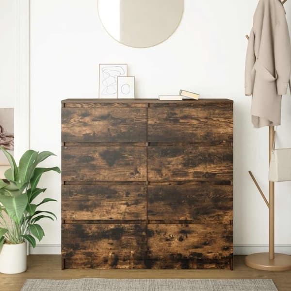 vidaXL Skjenk røkt eik 100x35x99 cm konstruert tre