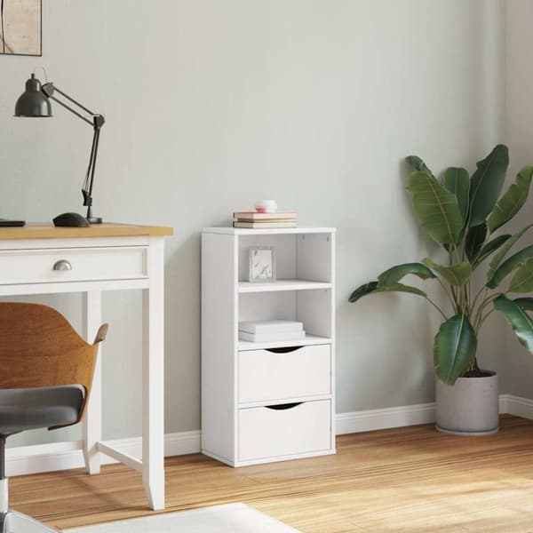 vidaXL sideskab ODDA med skuffer 40x24x79 cm massivt fyrretræ hvid