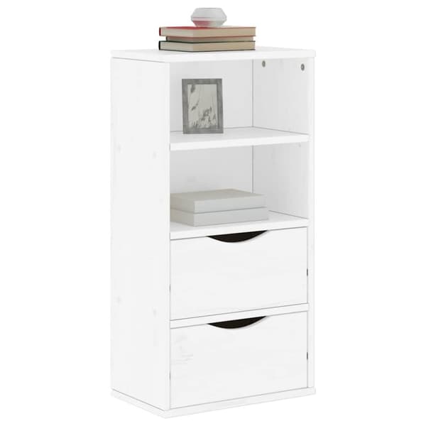 vidaXL sideskab ODDA med skuffer 40x24x79 cm massivt fyrretræ hvid