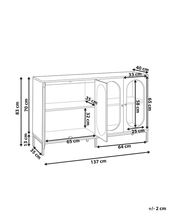 Skänk Svart Spånskiva Härdat Glas med Hyllor Järnben Matsal Elegant