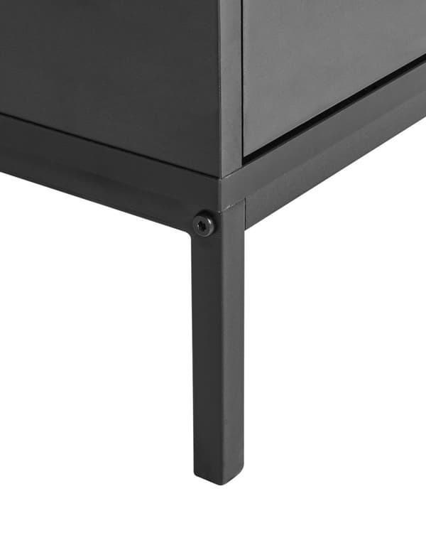 Skänk Svart Spånskiva Härdat Glas med Hyllor Järnben Matsal Elegant