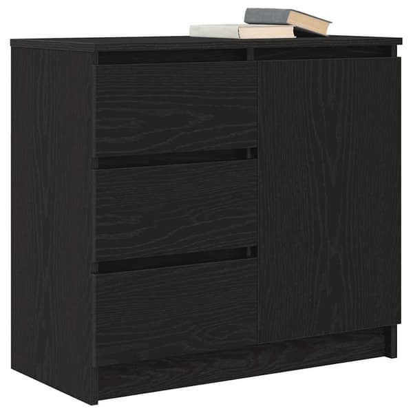 Skänk med låda svart ek 71x35x65 cm konstruerat trä