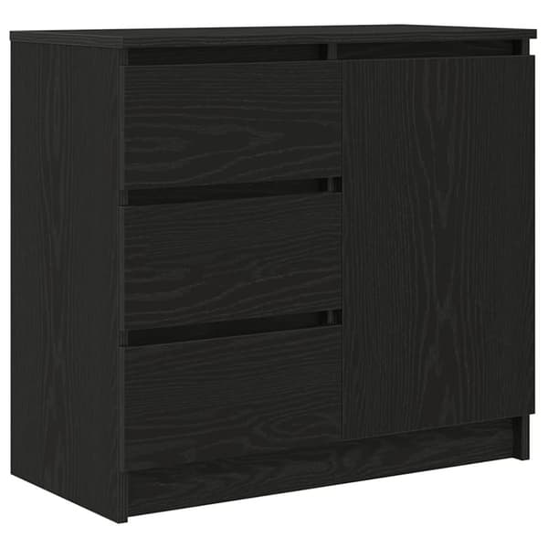 Skänk med låda svart ek 71x35x65 cm konstruerat trä