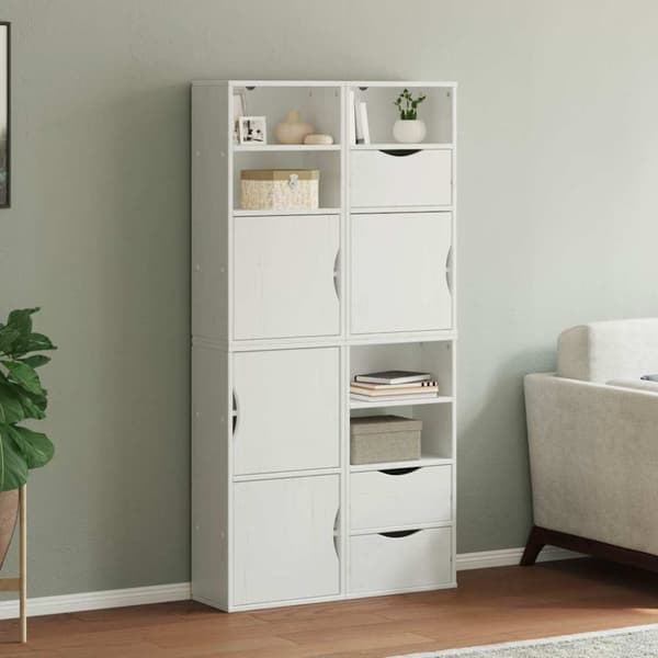 Sidoskåp 4 st "ODDA" vit 40x24x79 cm massiv trä furu