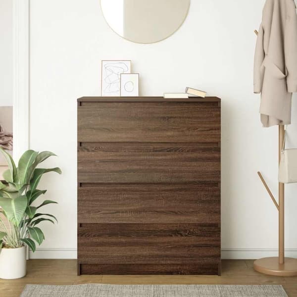 Skänk brun ek 80x35x99 cm konstruerat trä