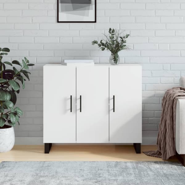 Skänk vit 90x34x80 cm konstruerat trä