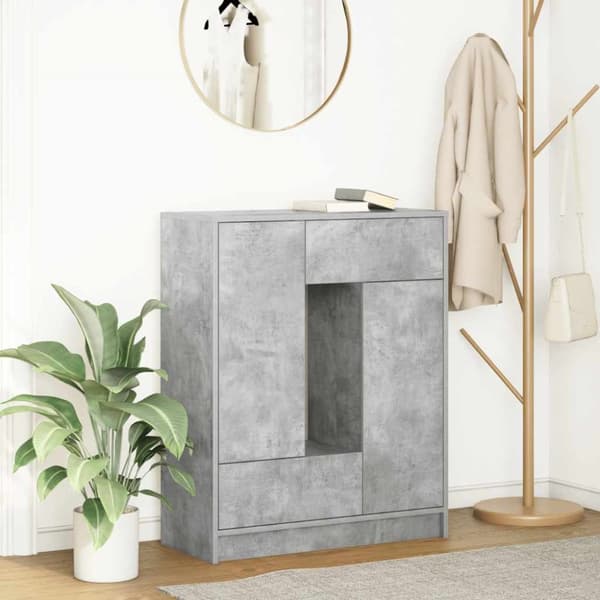 Skänk med lådor och dörrar betonggrå 73x31x90 cm