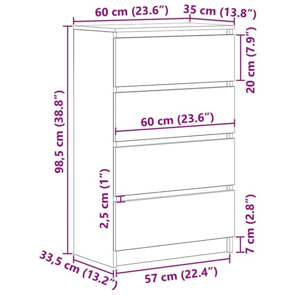 Skänk svart ek 60x35x98,5 cm konstruerat trä