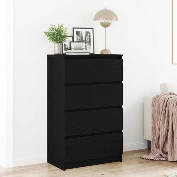 Skänk svart ek 60x35x98,5 cm konstruerat trä