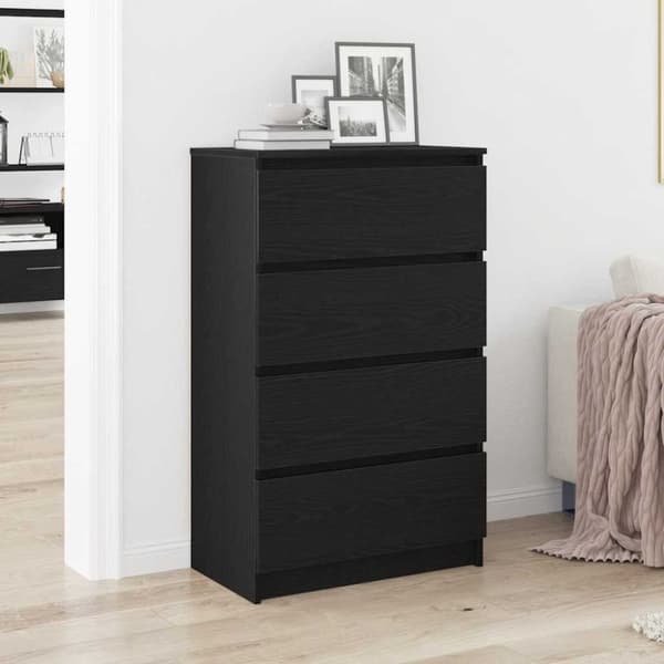 Skänk svart ek 60x35x98,5 cm konstruerat trä
