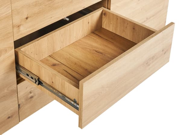 Skänk Ljust Trä 2 Dörrar 3 Lådor Skåp Förvaringsenhet Skandinavisk Stil