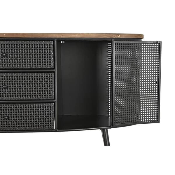 skänk 145,5 x 45 x 76 cm svart träd brun metall
