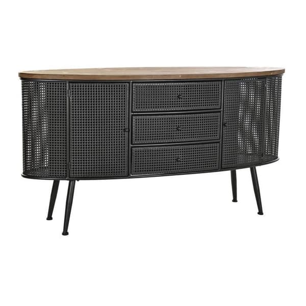 skänk 145,5 x 45 x 76 cm svart träd brun metall