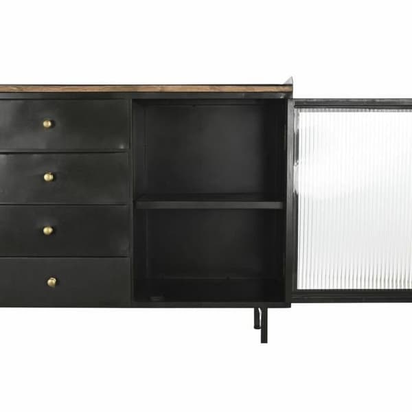 naturligt svart guld mangoträ metall skänk (145 x 40 x 85 cm)