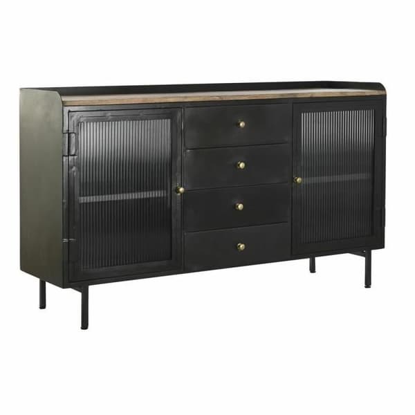 naturligt svart guld mangoträ metall skänk (145 x 40 x 85 cm)