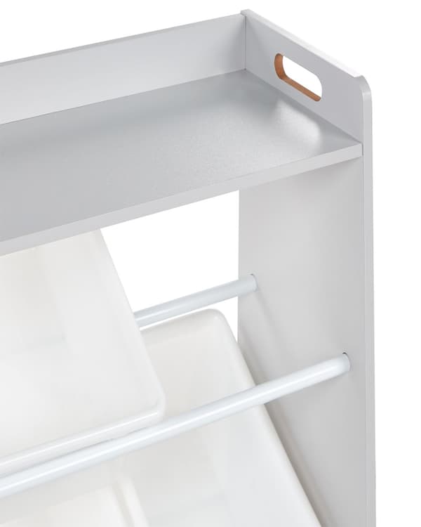 Hylle med 9 Oppbevaringsbokser Skuffer Grå og Hvit MDF Plast Unik Oppbevaring til Barnerom Moderne Design